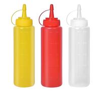 Gelishan 3Pcs Squeeze Bottles Dispensers Plastic Squeeze Bottles with Cap Transparent Sauce Bottles 250ml Condiment Bottles for Ketchup Hot Sauce Salad Dressing