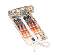 Gelishan Canvas Pencil Kit 72 Slots Artist Pencilsholder Roll Washable Fashionable Roll up Colored Pencils Holder Multi-Purpose Canvas Pencil Roll Wrap for Artist School Office (Cute cat 72 Holes)