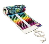 Gelishan Canvas Pencil Kit 72 Slots Artist Pencilsholder Roll Washable Fashionable Roll up Colored Pencils Holder Multi-Purpose Canvas Pencil Roll Wrap for Artist School Office (Multicolor 72 Holes)