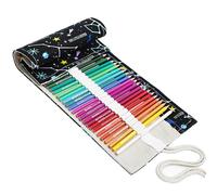 Gelishan Canvas Pencil Kit 72 Slots Artist Pencilsholder Roll Washable Fashionable Roll up Colored Pencils Holder Multi-Purpose Canvas Pencil Roll Wrap for Artist School Office (Night Sky 72 Holes)