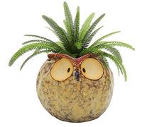 GeLive Owl Planter Ceramic Succulent Plant Pot Fun Animal Flower Container Decoration Tabletop Decor Windowsill Box with Drainage Hole Plug (Fat Owl Planter)