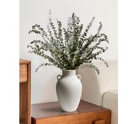 GeLive Rustic White Ceramic Vase with Handles 10 Inch Heavy Porcelain Centerpiece Vase Handmade Flower Jar Waterproof Jug for Fresh Long Stem Branch Artificial Plants Home Decor