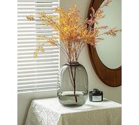 GeLive Smoked Glass Vase, Primary Colored Glass Vase, Clear Tabletop Vase, Flower Arrangement for Long Stem Branch Artificial Plant Home Indoor Centerpiece Decoration (Smoky Gray)