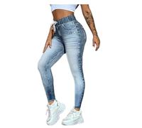 Gellmall Denim Look Leggings for Women High Waist Jeggings Elastic Jeans Women Long Skinny Trousers Treggings Yoga Trousers Fitness Trousers S-2XL, blue, XL