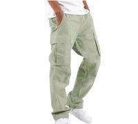 Gellmall Men Chino Cargo Pants Sweatpants Teens Cotton Sports Pants with Multi Pockets Casual Pants Elastic Waist Sweatpants UK22 Light Green