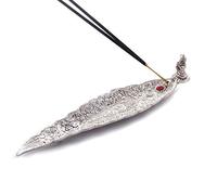 GELLON Aluminium Incense Holder & ash Catcher agarbatti Stand Featuring Ganesh Figurine (Pack of 1, Silver)