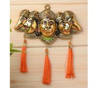 Gellon Panchmukhi Hanuman Ji Murti for Door Entrance Statue Wall Hanging Showpiece with Silk Latakan in Gold Finish (Gold)
