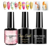 Gelnagellack & Nagellackset - 3er Set Nagelblüte Gel Mit Basis- & Top Coat | Professionelle Fingernägel Kunst Mits -Effekt | Blossom Maniküre-Kit Für Frauen & Mütter Transparent, 3 Stück