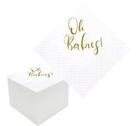 Geloar Oh Babies Cocktail Napkins for Baby Shower, 100 Pack Gold Oh Babies Twins Paper Cocktail Beverage Napkins in Bulk for Baby Shower Baby Welcome Party Decorations | 2-Ply, 5x5 Inches (Oh Babies)