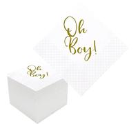 Geloar Oh Boy Cocktail-Servietten für Babyparty, 100 Stück, goldfarben, Oh Boy, Papierservietten, Cocktail-Getränke-Servietten in Großpackung für Babyparty, Babyparty, 2-lagig, 12.7x12x12 cm (Oh Boy)