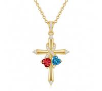 GELOCH 2 Birthstone Infinity Cross Necklace for Women, M, Copper, No Gemstone