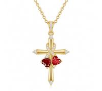 GELOCH 2 Birthstone Infinity Cross Necklace for Women, M, Copper, No Gemstone