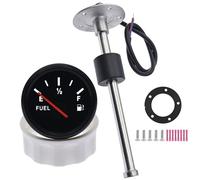 Geloo Fuel Level Gauge With Fuel Level Sensor, 0-190 Ohm, 52mm, E-1/2-F Range, Red Backlight, IP67 Waterproof, Stainless Steel, SAE 5 Hole Mounting, Boat, Auto, Trucks, Marine