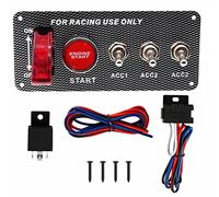 Geloo Ignition Switch Panel 12V Racing Car Engine Start Push Button Switch Panel Carbon Fiber LED Toggle Switches for Race Car RV Truck 5 in 1