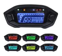 Geloo Motorcycle Speedometer Tachometer, 13000 RPM Universal LCD Digital Motorcycle Odometer 7 colors Backlight Gauge with Speed Sensor and bracket