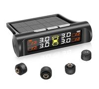 Geloo Real-Time Solar Tire Pressure Monitoring System with 4 External Sensors Wireless TPMS Solar Monitor with Alarm Mode,Pressure Range 0-5 bar for Caravans RV Car SUV Trailer