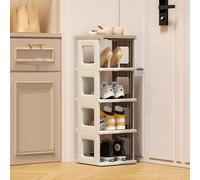 Gelory 5 Tier Narrow Shoe Rack, Flexible Combination Vertical Tall Rack for Small Spaces, Storage Organizer for Entryway, Hallway, Closet, Bedroom (Beige)