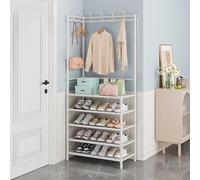 Gelory Coat Rack Stand with Shoe Rack - Shoes and Coat Rack for Hallway Shoe Storage Organiser Multifunctional Storage Rack for Household Use in Dormitories (White base model 5 layers -60cm)