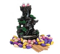 Gelory Mountain Design Incense Burner - Aromatherapy Incense Cone and Stick Holder with 120 Cones, 30 Sticks, Non-slip Pad