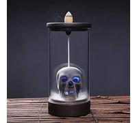 Gelory Skull Backflow Incense Burner - Ceramic Incense Holder, Cones & Sticks, LED Home Decor with 10 Free Cones