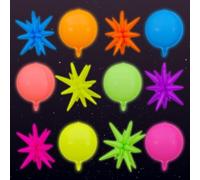 GELOUBO 12pcs 4D 22 inch round and starburst neon balloon,glow in the dark balloons,fluorescent birthday decorations spike balloons,for fluorescent birthday decorations,summer party supplies