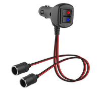 GELRHONR 1 to 2 Car Cigarette Lighter Splitter with Switches,12V/ 24V Cigarette Lighter Dual Socket 15A Fuses,2 Way Splitter Y Adapter,30cm