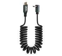 GELRHONR 100W Coiled USB C Cable, 90Degree Type C Male to Male Fast Charging Spiral Cord 20V 5A,USB Type C Spiral Carplay Cable Supports 20Gbps, 8k@60Hz for Phone