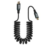 GELRHONR 100W Coiled USB C Cable, Type C Male to Male Fast Charging Spiral Cord 20V 5A,USB Type C Spiral Carplay Cable Supports 20Gbps, 8k@60Hz for Phone