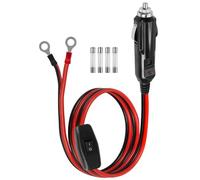 GELRHONR 12V Cigarette Lighter Plug to O Ring Terminal Harness Extension Cable, Cigarette Lighter to Eyelet Terminals Leads with ON/Off Switch,15A Fuse, for Car Inverter, Air Pump (0.6M/2Ft)