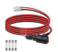 GELRHONR 12volt Replacement Cigarette Lighter Male Plug with Leads & LED Light,16AWG Car Cigarette Lighter Extension Cable with Switch Button and 15A Fuse Heavy Duty Cord (1M/3.3FT)