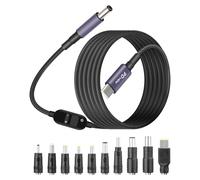 GELRHONR 140W USB C to DC PD Trigger Power Cable with 10 Adapter Tips, Universal DC Charging Cable, USB C to DC 5.5x2.5mm Cable 5V/9V/12V/15V/20V/28V Adjust Voltage(1.5M)