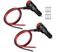 GELRHONR 2 Pack 12Volt Replacement Cigarette Lighter Male Plug Power Cable, Motorcycle Truck Car Cigarette Lighter with On Off Switch, 16AWG Heavy Duty Cord Cigarette Plug with 15A Fuse 0.6M/2Ft