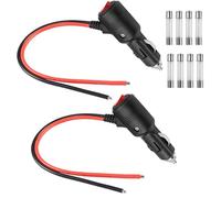 GELRHONR 2 Pack 12Volt Replacement Cigarette Lighter Male Plug Power Cable, Motorcycle Truck Car Cigarette Lighter with On Off Switch, 16AWG Heavy Duty Cord Cigarette Plug with 15A Fuse 0.3M/1Ft