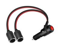 GELRHONR 2 Way Car Cigarette Lighter Splitter,12V 1 to 2 Cigarette Lighter Extension Cord Power Adapter with ON OFF Switch Fuse 15A,for GPS,Sat Nav,Dashcam,USB Car Charger-20CM