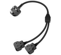 GELRHONR 2 Way Extension Lead 0.4M,Short UK 90 Degrees 1 to 2 Socket Heavy Duty Power Cable 13A/250V for High-Power Vacuum, Heater, Kitchen & Outdoors Garden Tools (Black)