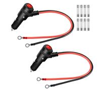 GELRHONR 2Pack 12V Male Cigarette Lighter Plug to Eyelet Terminals 6mm, Cigarette Lighter to O Ring Terminal Harness Extension Cable with Switch 0.3M/1FT