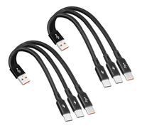 GELRHONR 2pack Multi Charger Cable, 3 in 1 Type C Charging Cable USB A Male to 3 Type-C Male Nylon Braided Cord with 3x1.2m Cable, Data Transfer, for 15 Pro/15 Plus, S24 S23 (1.2m(2pcs)) (0.2M/(2PCS))