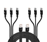 GELRHONR 2pack Multi Charger Cable, 3 in 1 Type C Charging Cable USB A Male to 3 Type-C Male Nylon Braided Cord with 3x1.2m Cable, Data Transfer, for 15 Pro/15 Plus, S24 S23 (1.2m(2pcs)) (1.2M/(2PCS))