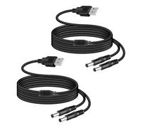 GELRHONR 2Pack USB Male to Dual 5V DC Male Power Cord, USB to DC 3.5X1.35MM Splitter Charging Cable for Trail Camera, Electric Toothbrush, USB Hubs and Small Appliances