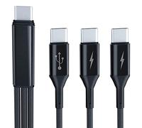 GELRHONR 3 in1 USB C Cable, Nylon Braided USB C Male to 3 Type-C Male Charging Splitter Cable,5A Fast Charge,Compatible with Cell Phones Tablets and Type-C Device (0.65Ft/0.2M