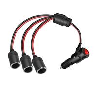 GELRHONR 3 Way Car Cigarette Lighter Splitter, 12V 1 to 3 Car Cigarette Lighter Splitter with ON OFF Switch, Male Plug to Three Female Socket Cord with 15A Fuse, for GPS,Dashcam-30CM