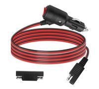 GELRHONR 6.5Ft SAE to Cigarette Lighter Plug with Switch, 12V 24V Car Cigarette Lighter Male to SAE 2 Pin Quick Release Adapter Extension Charging Cable with 15A Fuse for Cars, Motorcycles,RV