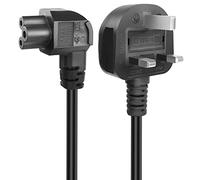 GELRHONR 90°C Cloverleaf Mickey Mouse Power Cable, 3Pin BS 1363 to C5 AC Power Cord, Cloverleaf Lead for Laptop, PC Monitors, Computer, Printer, Scanners - 1.5M/4.9Ft (Left Angle)