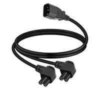 GELRHONR C14 to 2xC5 Power Cord, C14 Male to Dual 90Degree C5 Y Type Splitter Adapter Cable Cord, 15A/250V 18AWG Heavy Duty Power Supply Cord,for Laptop,Smart TV,Computer ((0.5M) Right Angle)