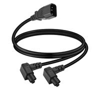 GELRHONR C14 to 2xC5 Power Cord, C14 Male to Dual 90Degree C5 Y Type Splitter Adapter Cable Cord, 15A/250V 18AWG Heavy Duty Power Supply Cord,for Laptop,Smart TV,Computer ((0.5M) Down Angle)