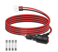 GELRHONR Car Cigarette Lighter Male to O Ring Eyelet Terminal Cable with ON OFF Switch,12V-24V 16AWG Auto Cigarette Lighter Extension Cord with 15A Fuse,for Car Inverter,Air Pump (1M/3.3Ft)