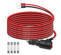 GELRHONR Car Cigarette Lighter Male to O Ring Eyelet Terminal Cable with ON OFF Switch,12V-24V 16AWG Auto Cigarette Lighter Extension Cord with 15A Fuse,for Car Inverter,Air Pump (2M/6.6Ft)