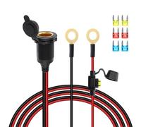 GELRHONR Cigarette Lighter Adapter to O Ring Terminal Harness,12V-24V 8mm Eyelet Terminal to Female Cigarette Lighter Socket Extension Cable with 20a Fuse for Car Inverter Air Pump and DIY (3M)