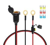 GELRHONR Cigarette Lighter Adapter to O Ring Terminal Harness,12V-24V 8mm Eyelet Terminal to Female Cigarette Lighter Socket Extension Cable with 20a Fuse for Car Inverter Air Pump and DIY (1M)