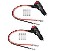 GELRHONR Cigarette Lighter Male Plug with Leads,12V Replacement Car Cigarette Lighter Extension Cable with Switch Button and 15A Fuse Heavy Duty Cord, for Motorcycle, Car, Tractor (2Pack/0.3M)